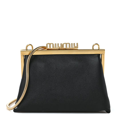 Miu Miu Goatskin Frame Chain Shoulder Pouch Black 1 of 7