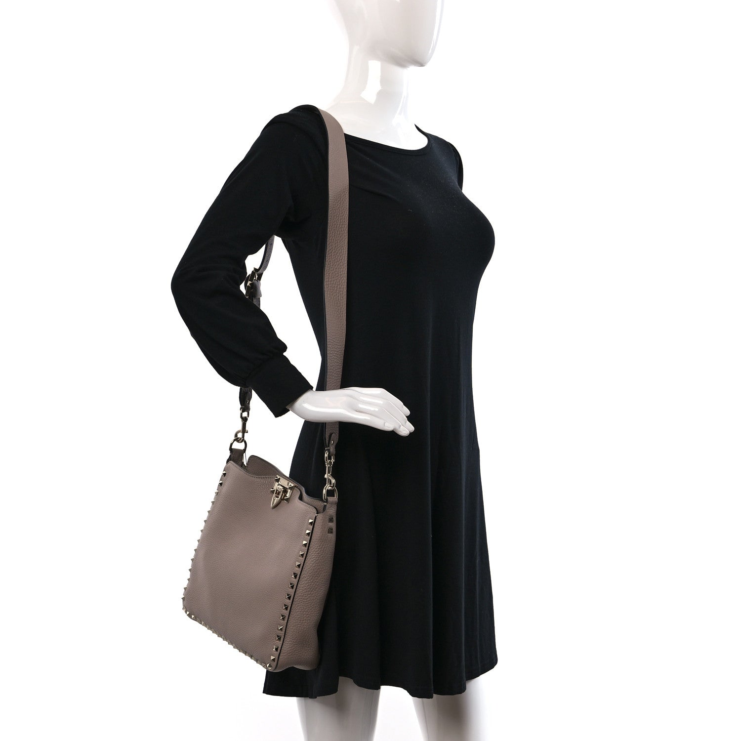 Valentino Garavani Pebbled Calfskin Mini Rockstud Flip-Lock Messenger Bag Poudre 2 of 8