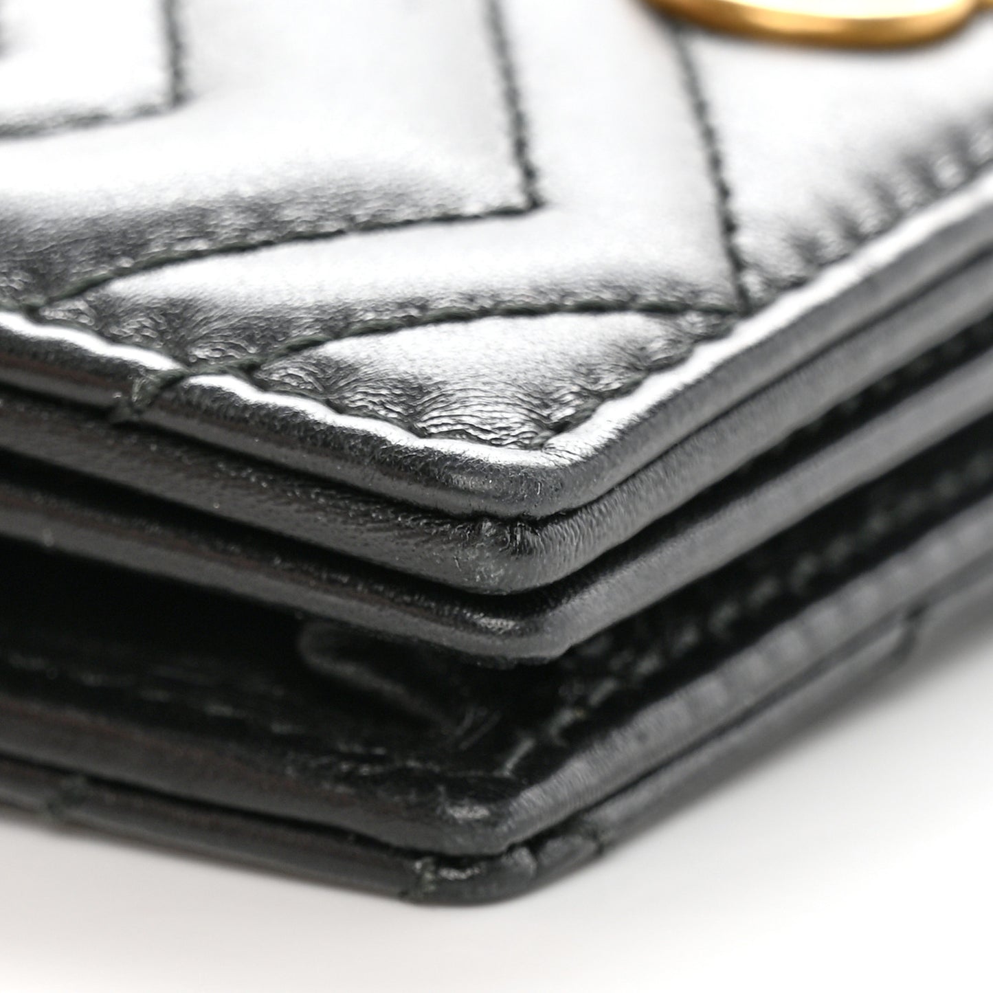 Calfskin Matelasse GG Marmont Card Case Wallet Black