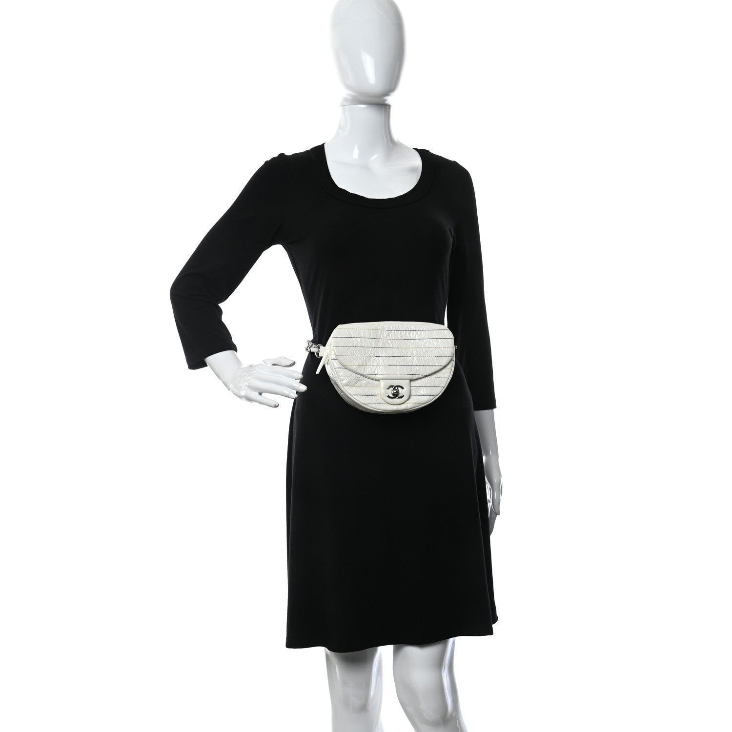 Chanel Distressed Calfskin Belt Bag White 3 of 9