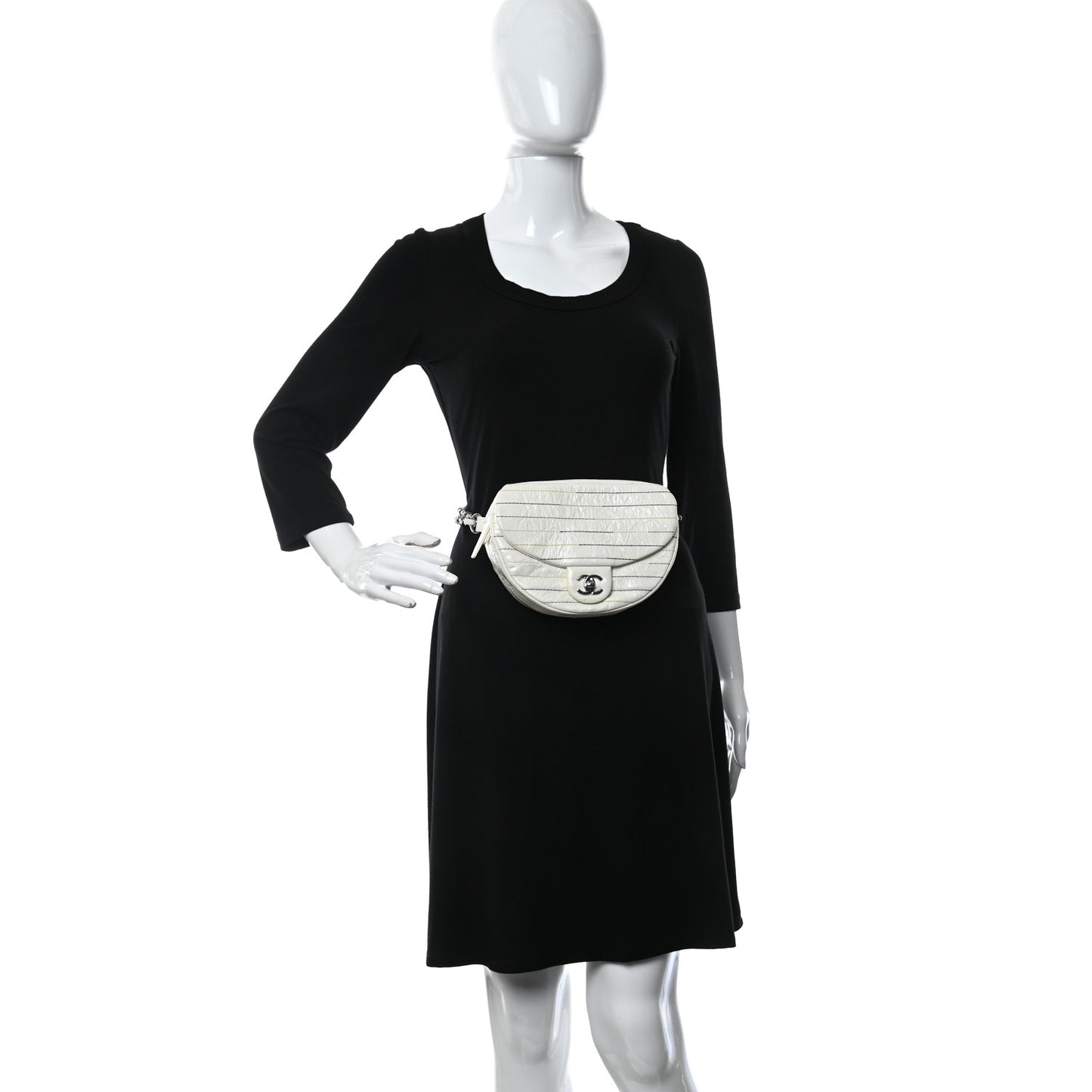 Distressed Calfskin Belt Bag White