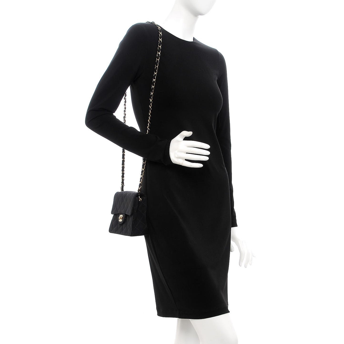 Grosgrain Quilted Mini Square Flap Black