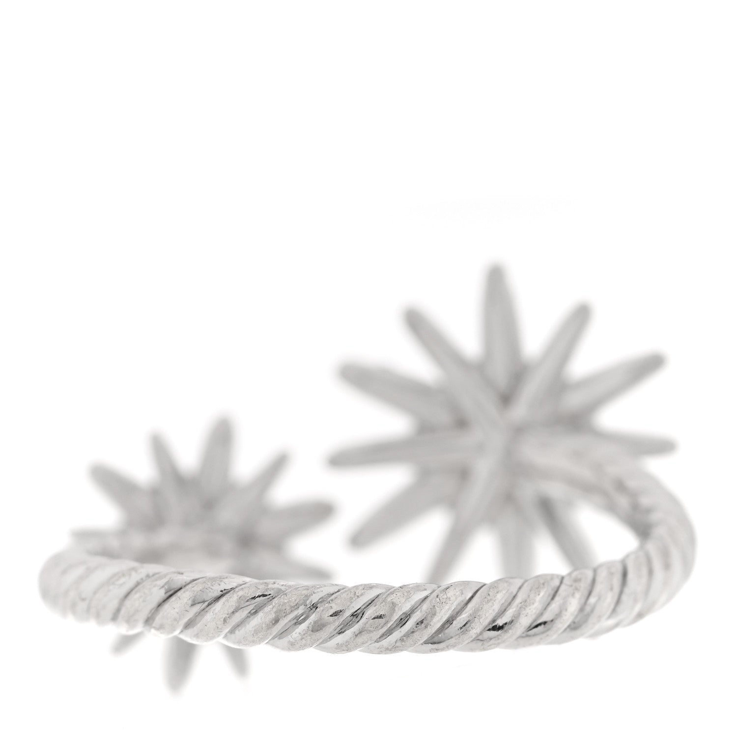 David Yurman Sterling Silver Diamond Starburst Bypass Ring 53 6.5 3 of 5