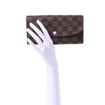 Louis Vuitton Damier Ebene Emilie Wallet Rose Ballerine 2 of 8