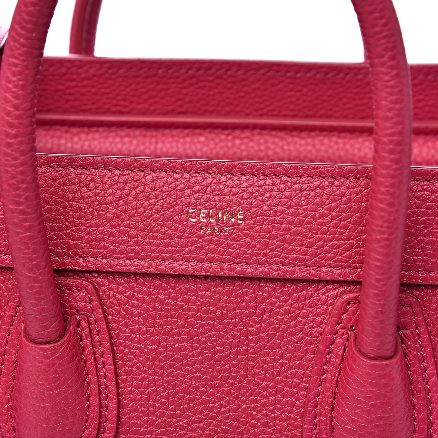 Drummed Calfskin Nano Luggage Fuchsia
