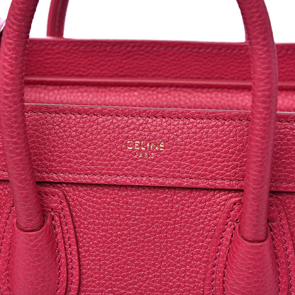 Celine Drummed Calfskin Nano Luggage Fuchsia 8 of 10