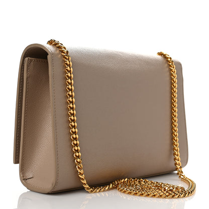 Saint Laurent Grain De Poudre Medium Monogram Kate Satchel Dark Beige 3 of 10
