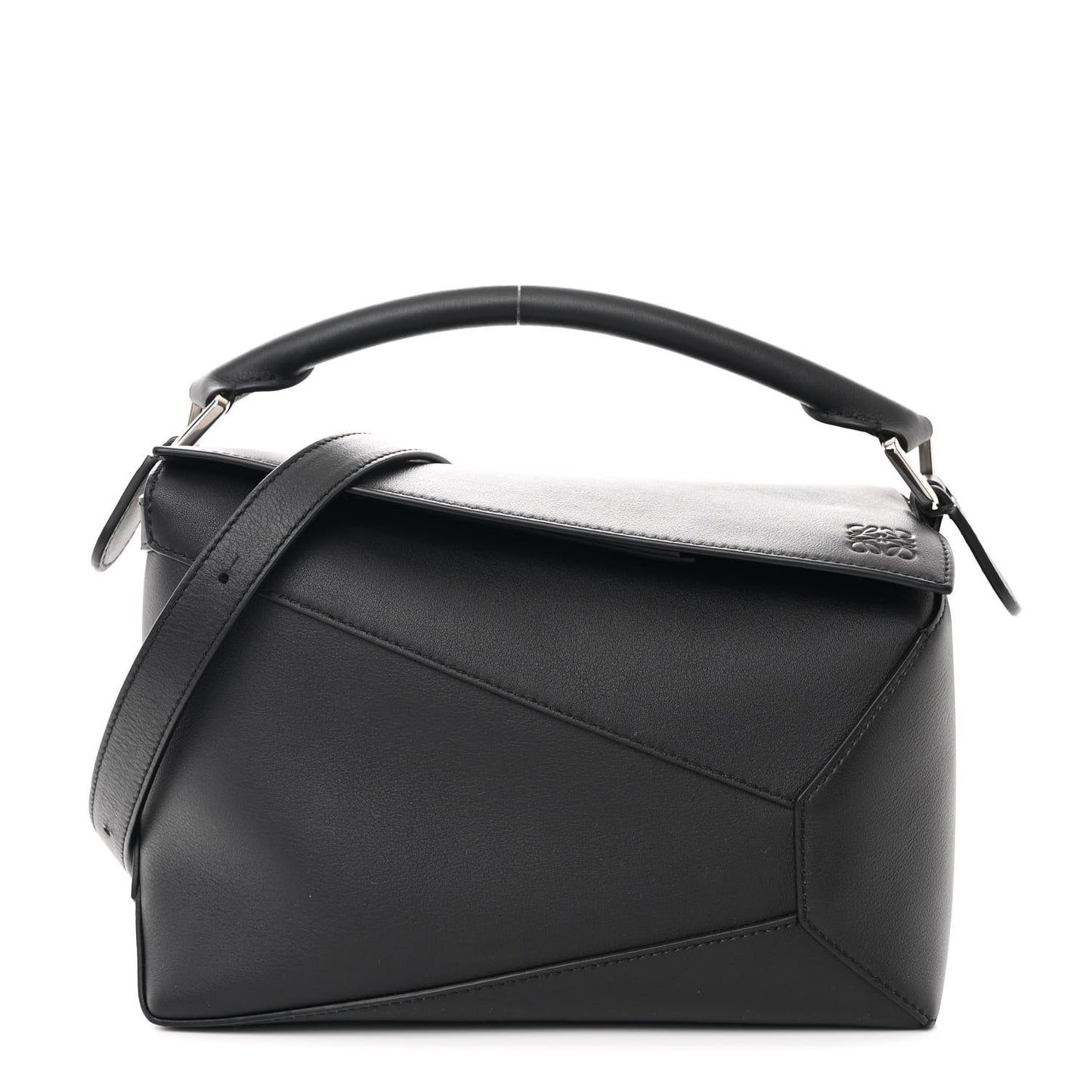 Calfskin Small Puzzle Edge Bag Black