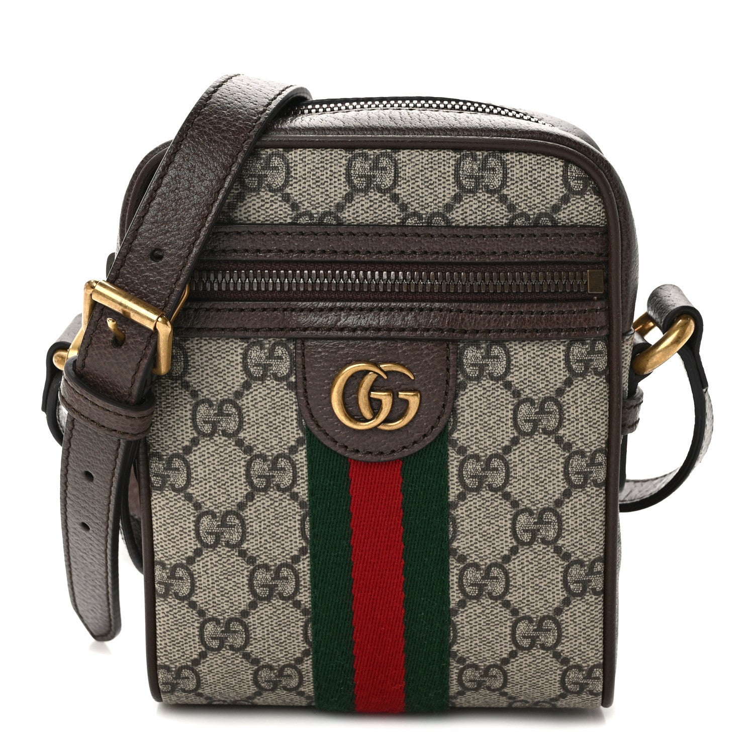 Gucci GG Supreme Monogram Web Mini Ophidia Messenger Brown 1 of 9