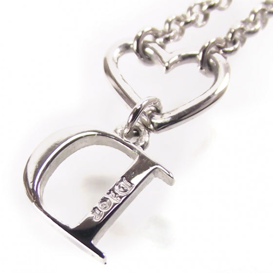 Crystal D Charm Heart Necklace