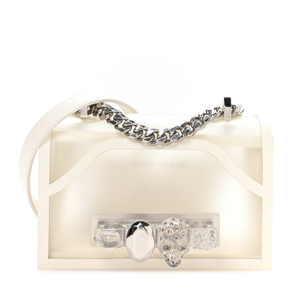 Alexander McQueen Polyurethane Calfskin Transparent Jeweled Knuckle Satchel Clear White 1 of 9