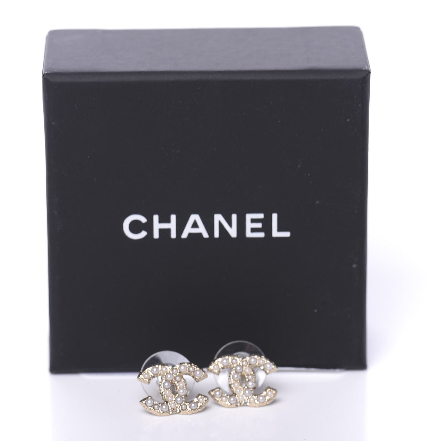 Metal Graduated Pearl Crystal CC Earrings Light Gold