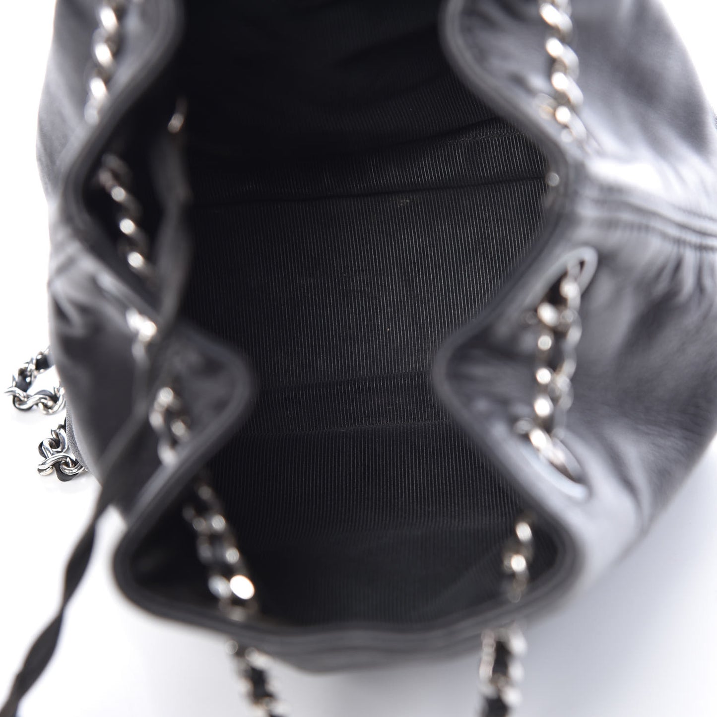 Lambskin CC Drawstring Backpack Black