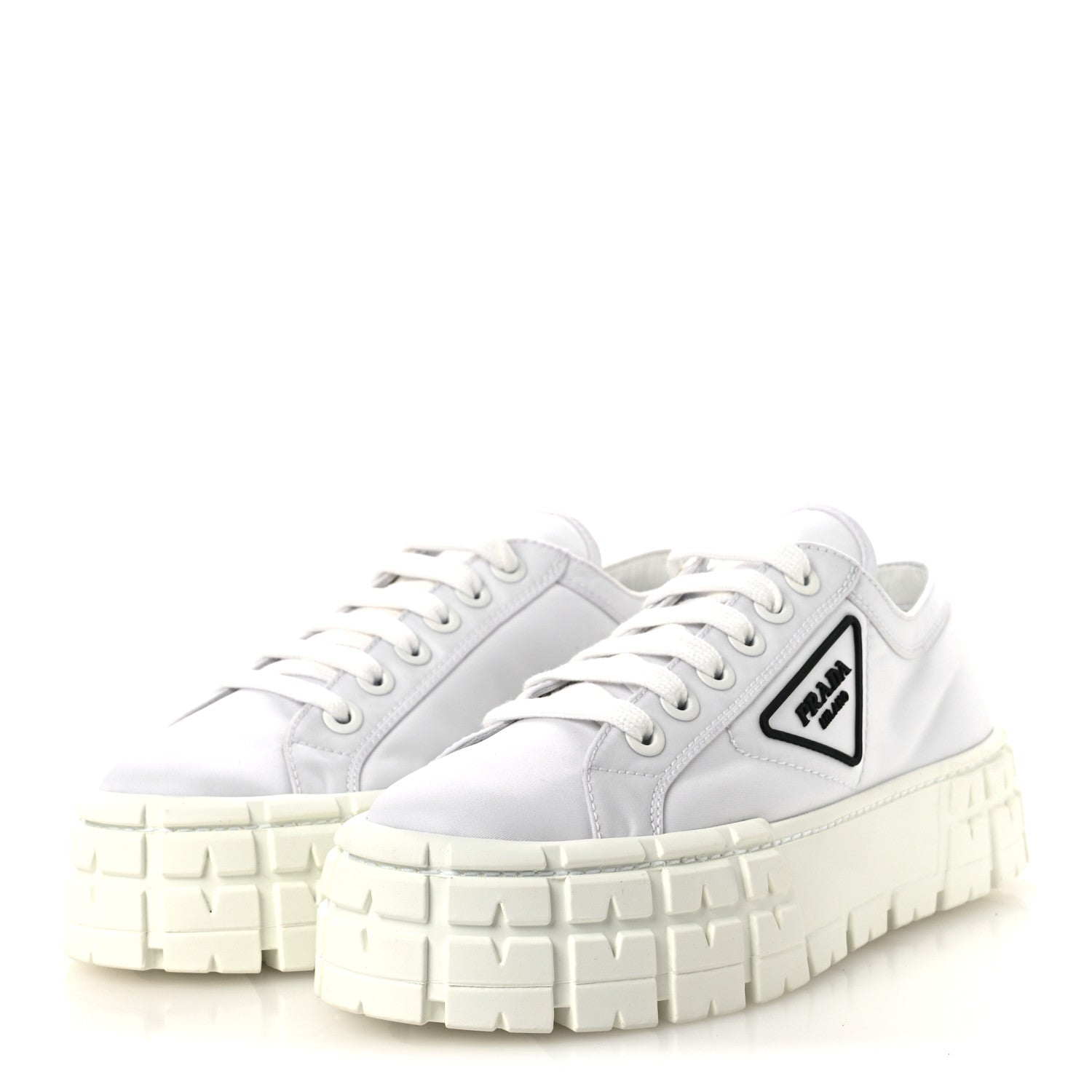 Prada Re-Nylon Gabardine Triangle Logo Double Wheel 50mm Sneakers 40 White 4 of 10