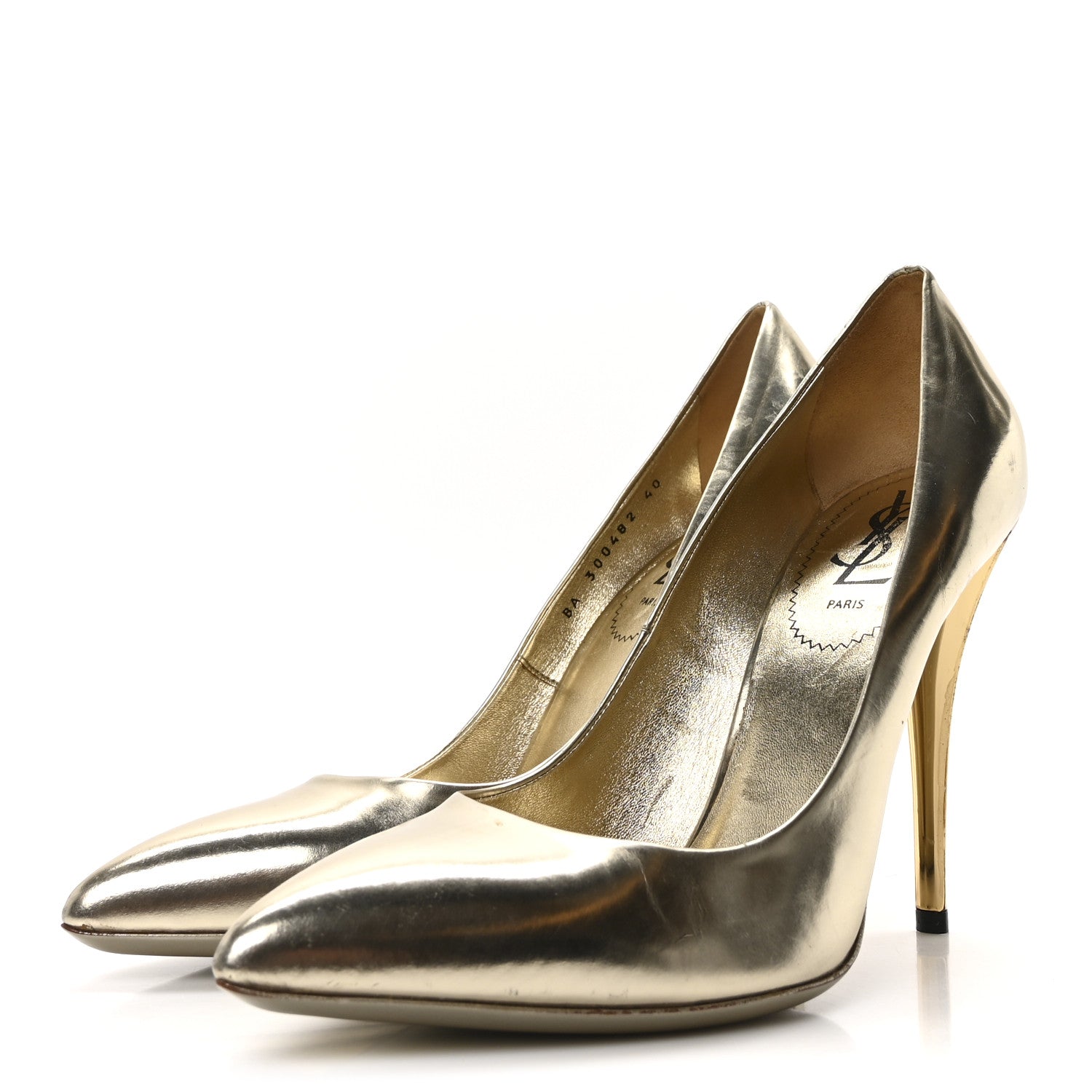 Saint Laurent Metallic Calfskin Clara Pumps 40 Gold 4 of 8