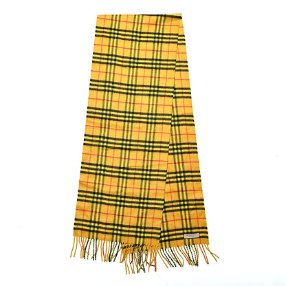 Burberry Cashmere Tonal Vintage Check Fringe Scarf Vibrant Yellow 3 of 5