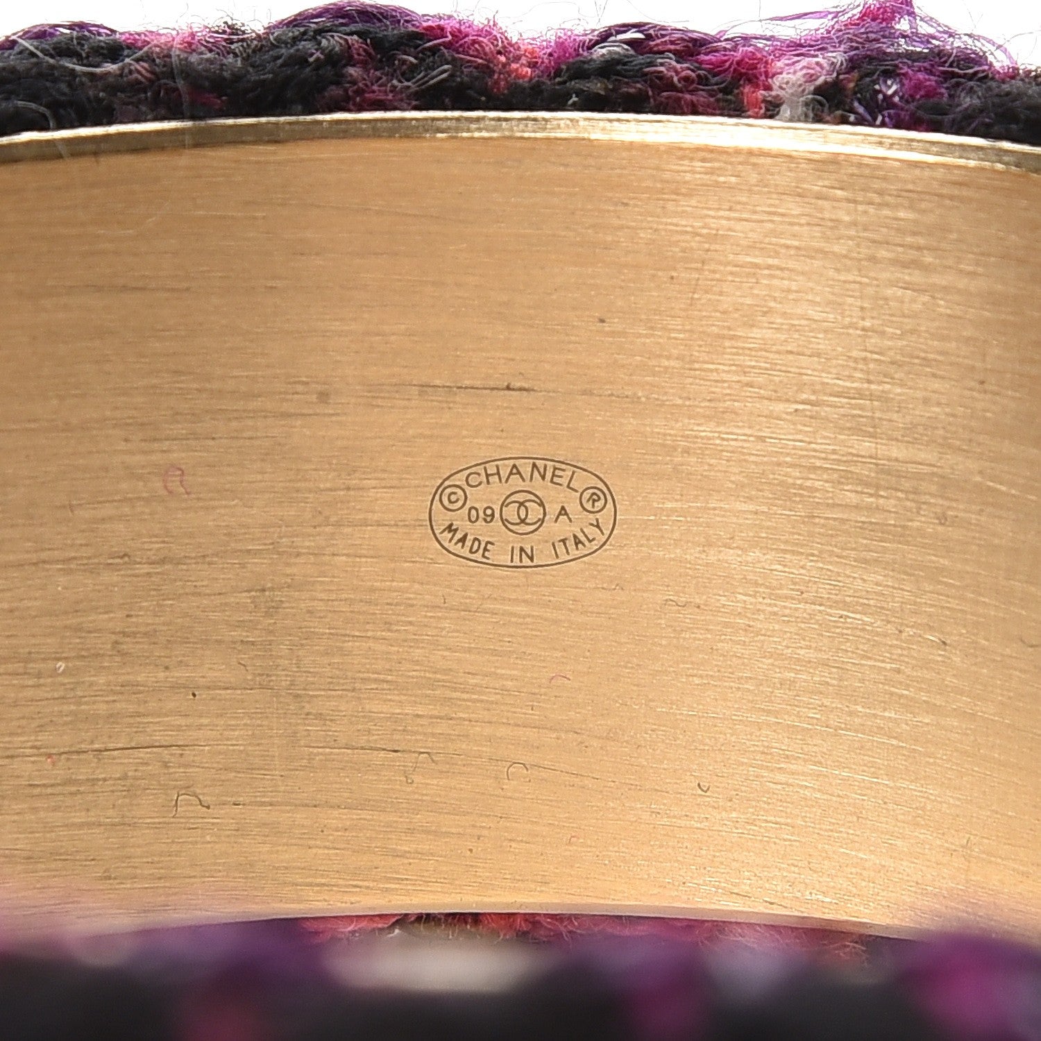 Chanel Tweed CC Wide Bangle Pink Purple Black 3 of 3