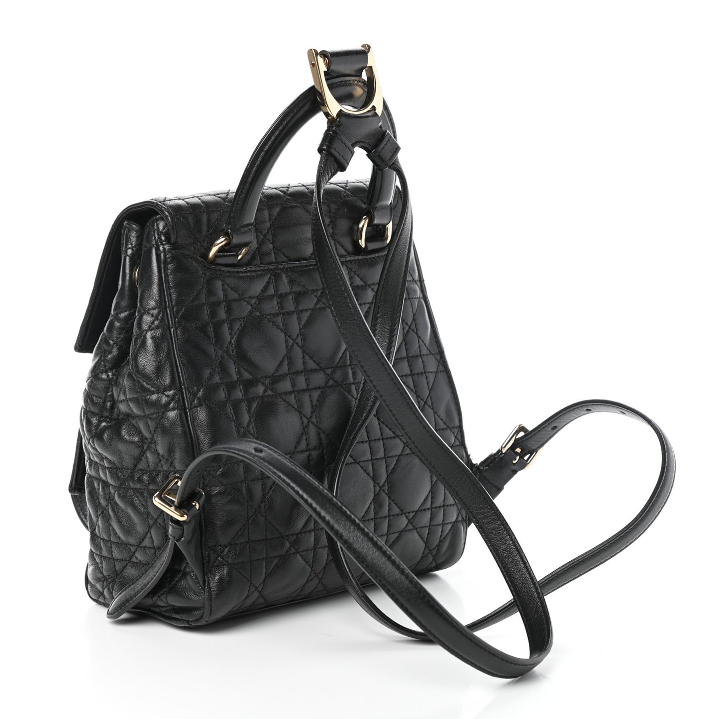 Lambskin Cannage Small Lucky Badge Stardust Backpack Black
