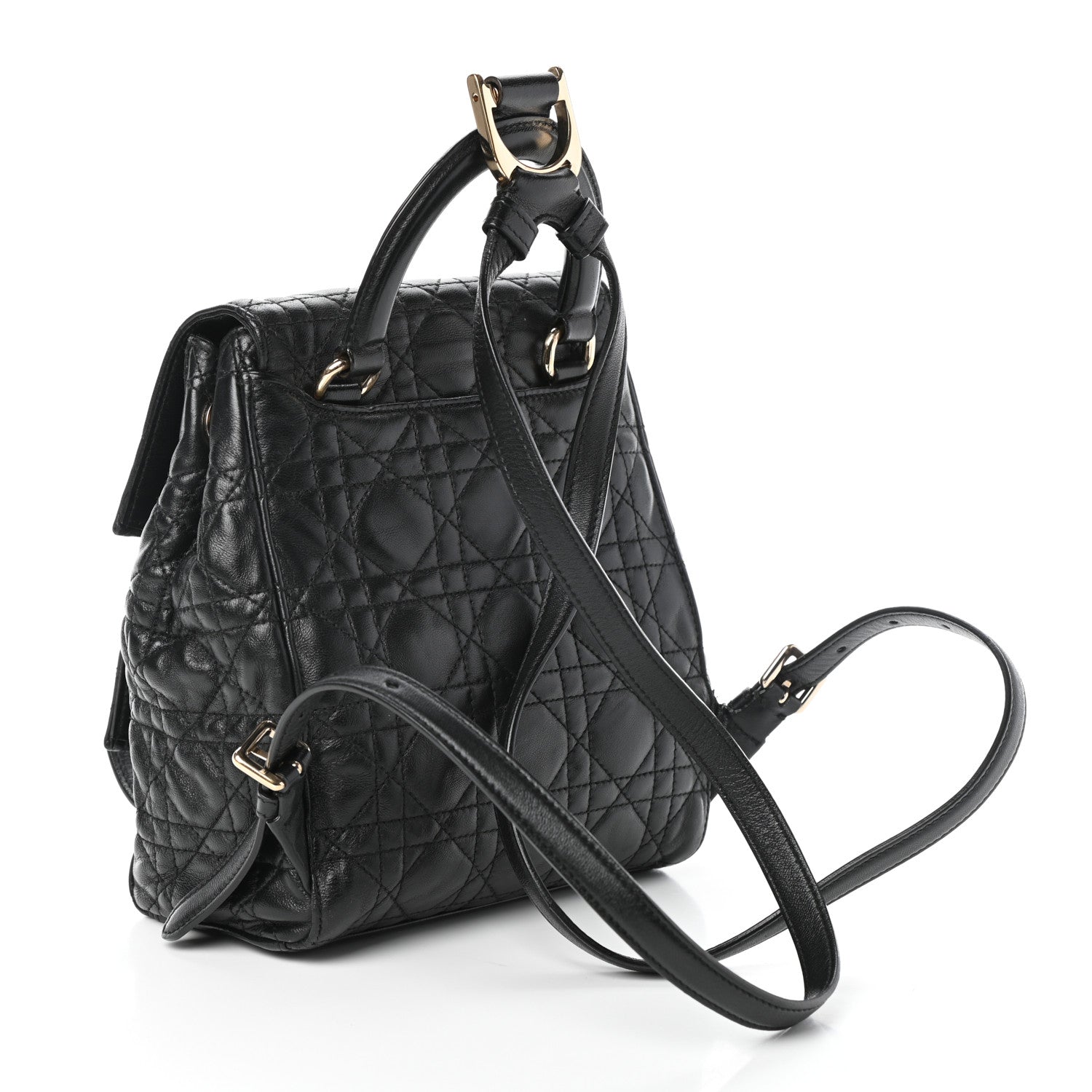 Christian Dior Lambskin Cannage Small Lucky Badge Stardust Backpack Black 3 of 9
