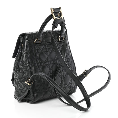 Christian Dior Lambskin Cannage Small Lucky Badge Stardust Backpack Black 3 of 9