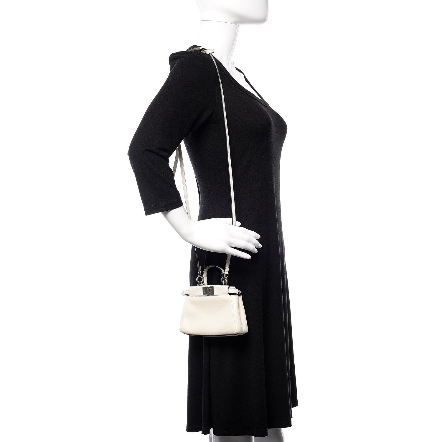 Fendi Shiny Nappa Micro Peekaboo Iconic Satchel White 2 of 11