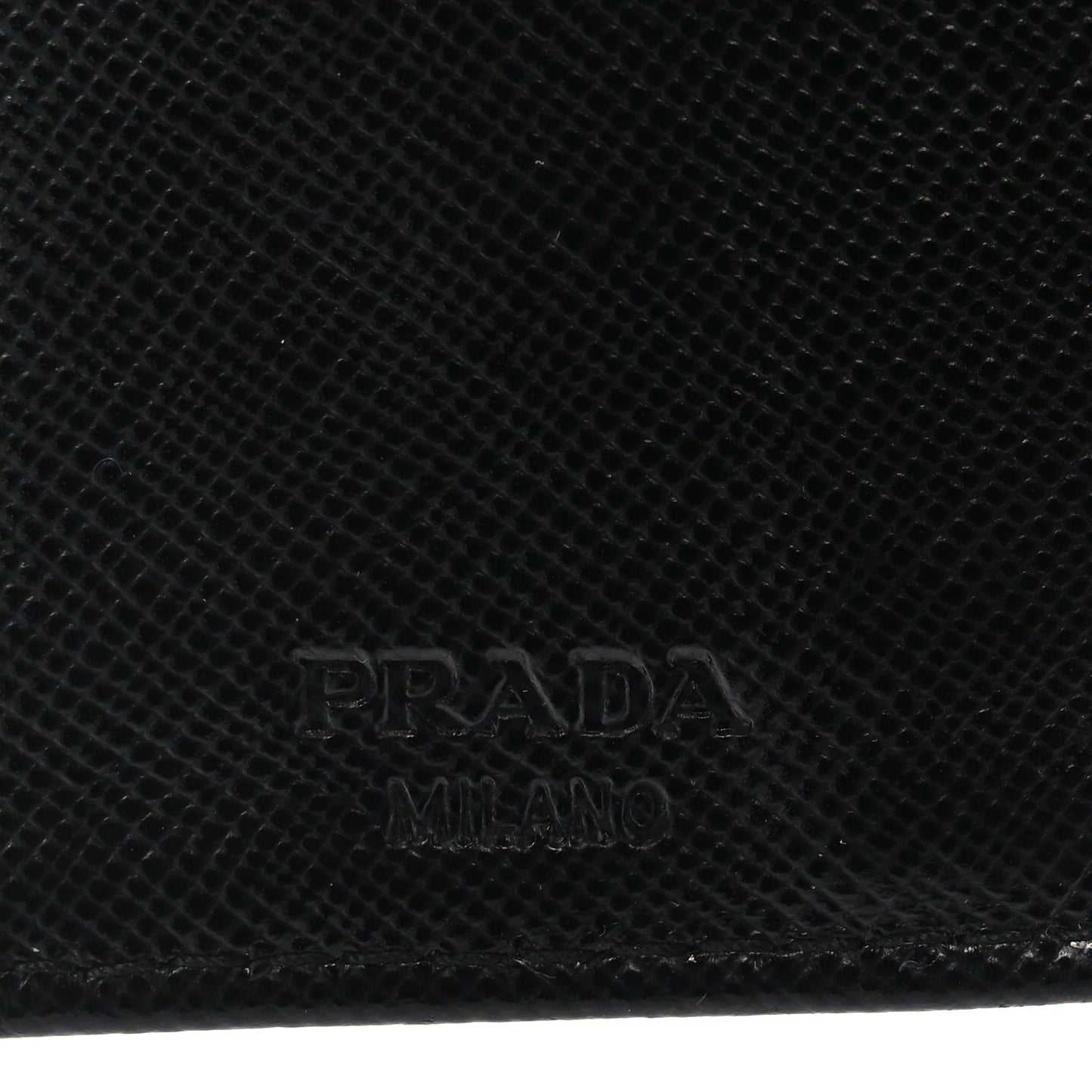 Tessuto Nylon Saffiano Tri-Fold Compact Wallet Black