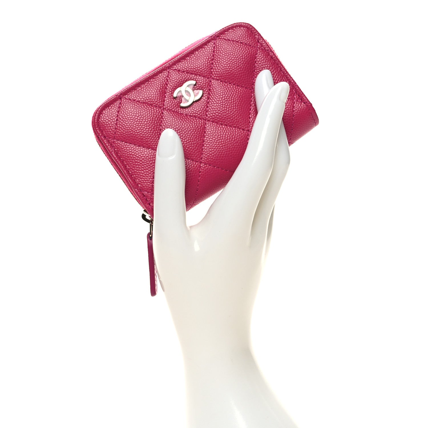 Chanel Caviar Quilted Zip Coin Purse Fuschia 2 of 8