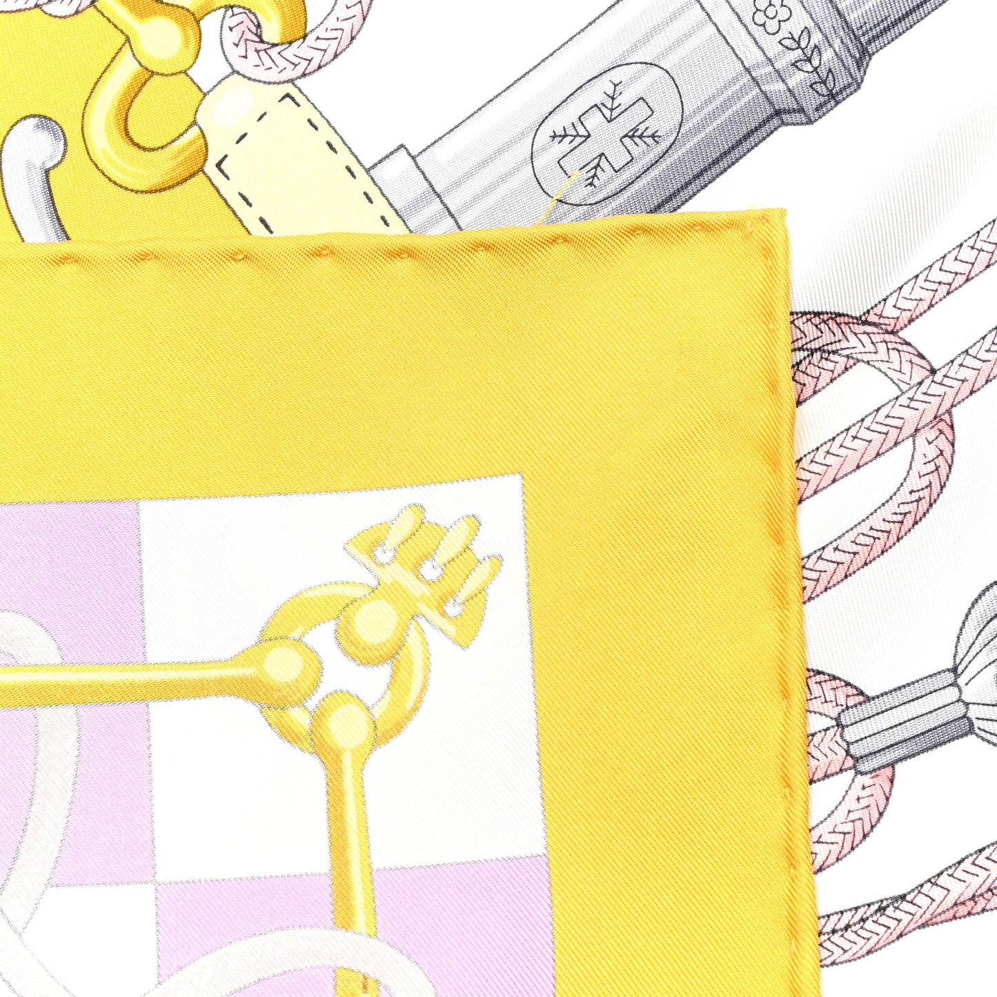 Silk Cliquetis Scarf 90 Jaune Soleil Parme