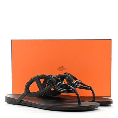 Hermes Rubber Womens Egerie Sandals 38 Black 9 of 9