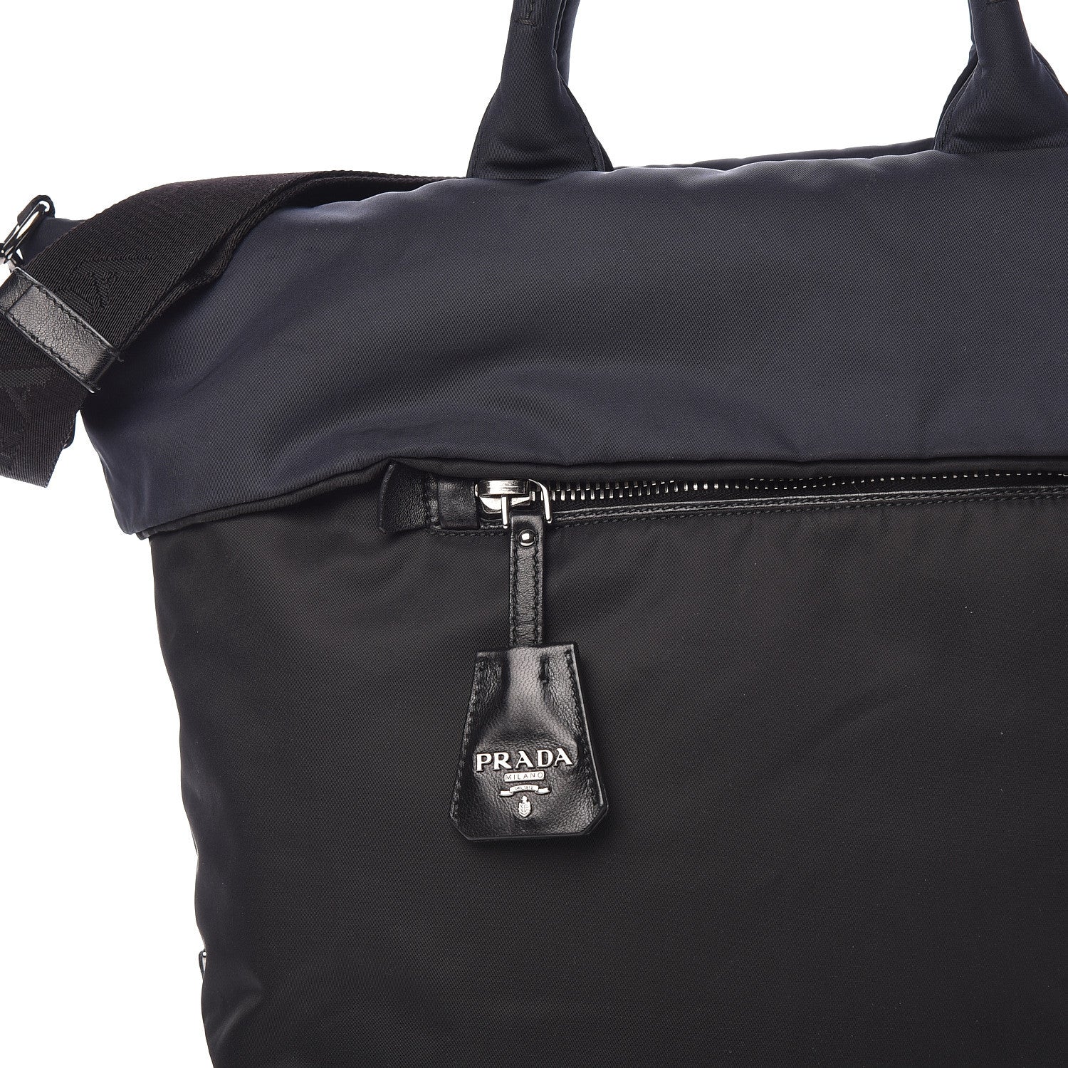 Prada Tessuto Nylon Double Reversible Tote Black Blue 14 of 16