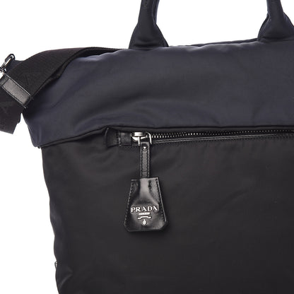 Prada Tessuto Nylon Double Reversible Tote Black Blue 14 of 16