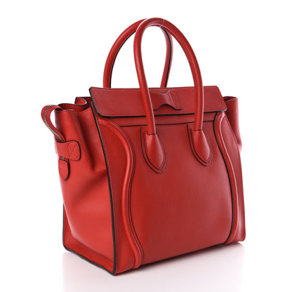 Celine Drummed Calfskin Mini Luggage Coquelicot 3 of 9