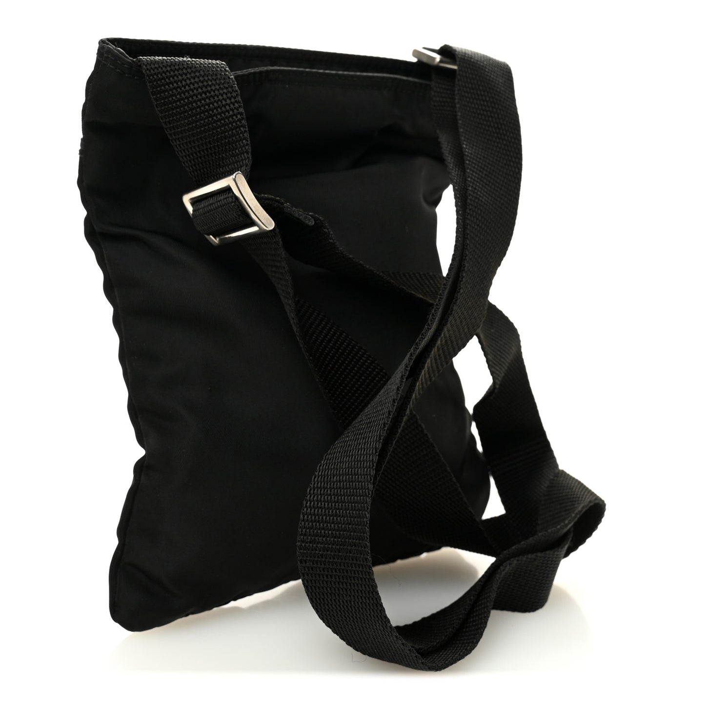 Nylon Small Flat Messenger Bag Black