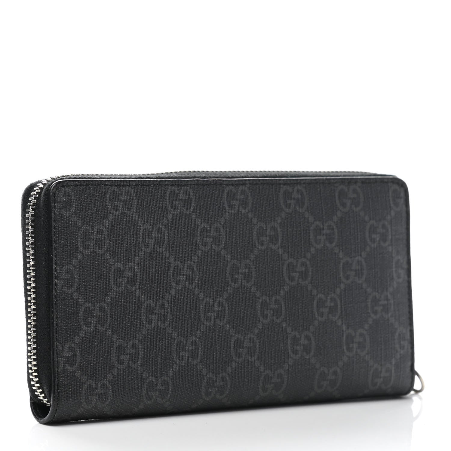 Gucci GG Supreme Monogram Kingsnake Zip Around Wallet Black Grey 3 of 8