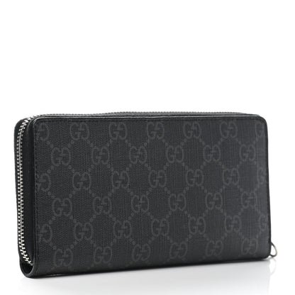 Gucci GG Supreme Monogram Kingsnake Zip Around Wallet Black Grey 3 of 8