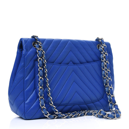 Chanel Lambskin Chevron Quilted Maxi Single Flap Blue 2 of 5