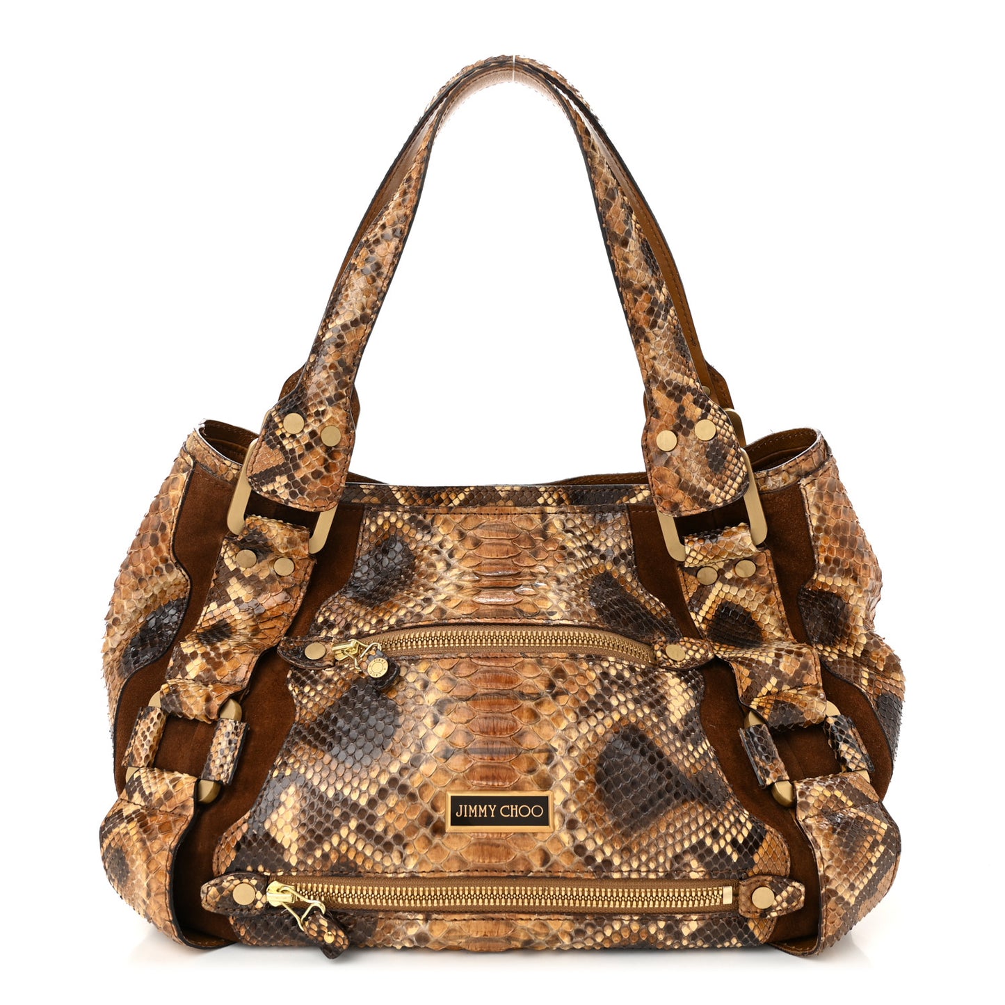 Suede Snakeskin Mahala Tote Brown Multicolor