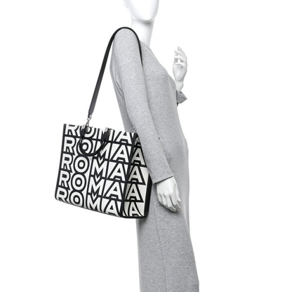 Fendi X MARC JACOBS Vitello King Logo Print Medium Fendi Sunshine Shopper Tote Black White 2 of 11