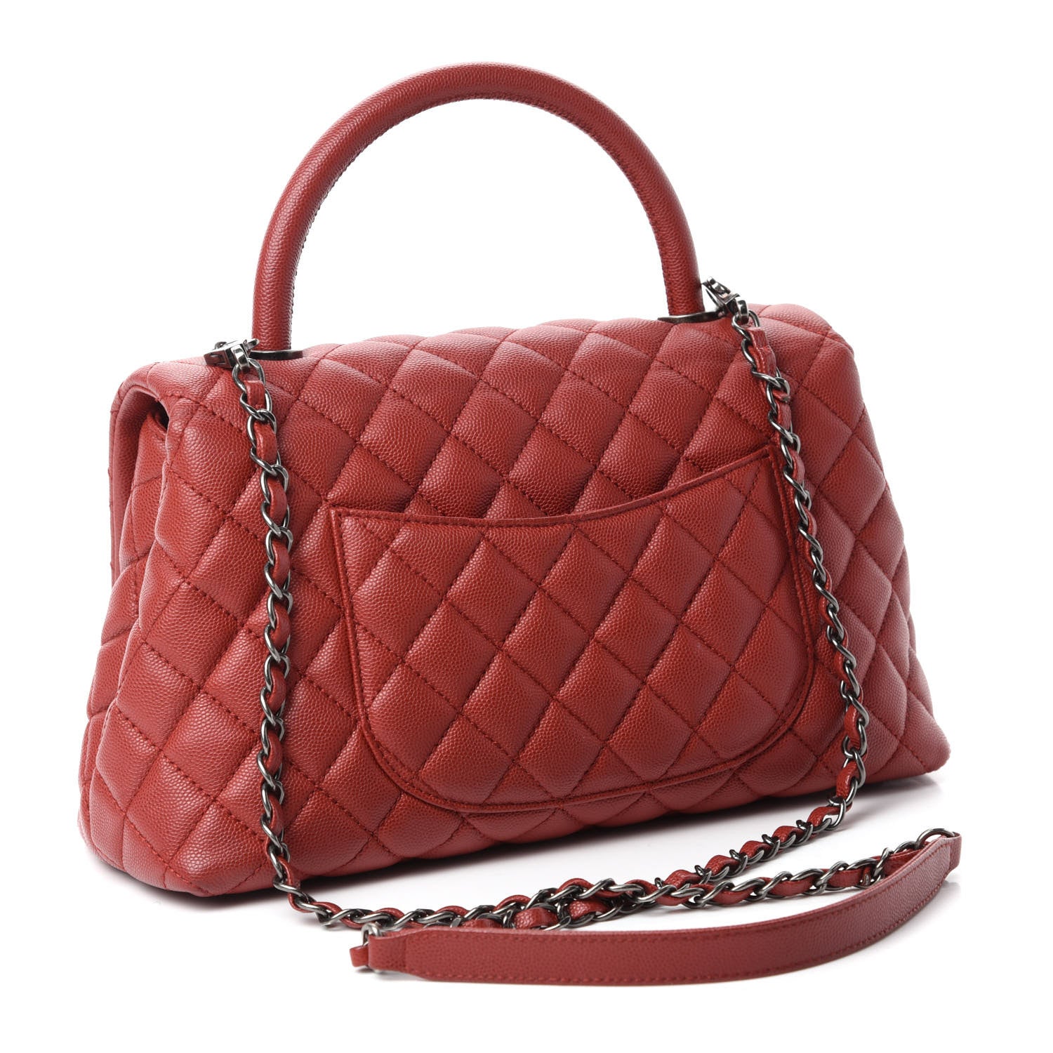 Chanel Caviar Quilted Small Coco Handle Flap Dark Red 3 of 12