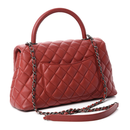 Chanel Caviar Quilted Small Coco Handle Flap Dark Red 3 of 12