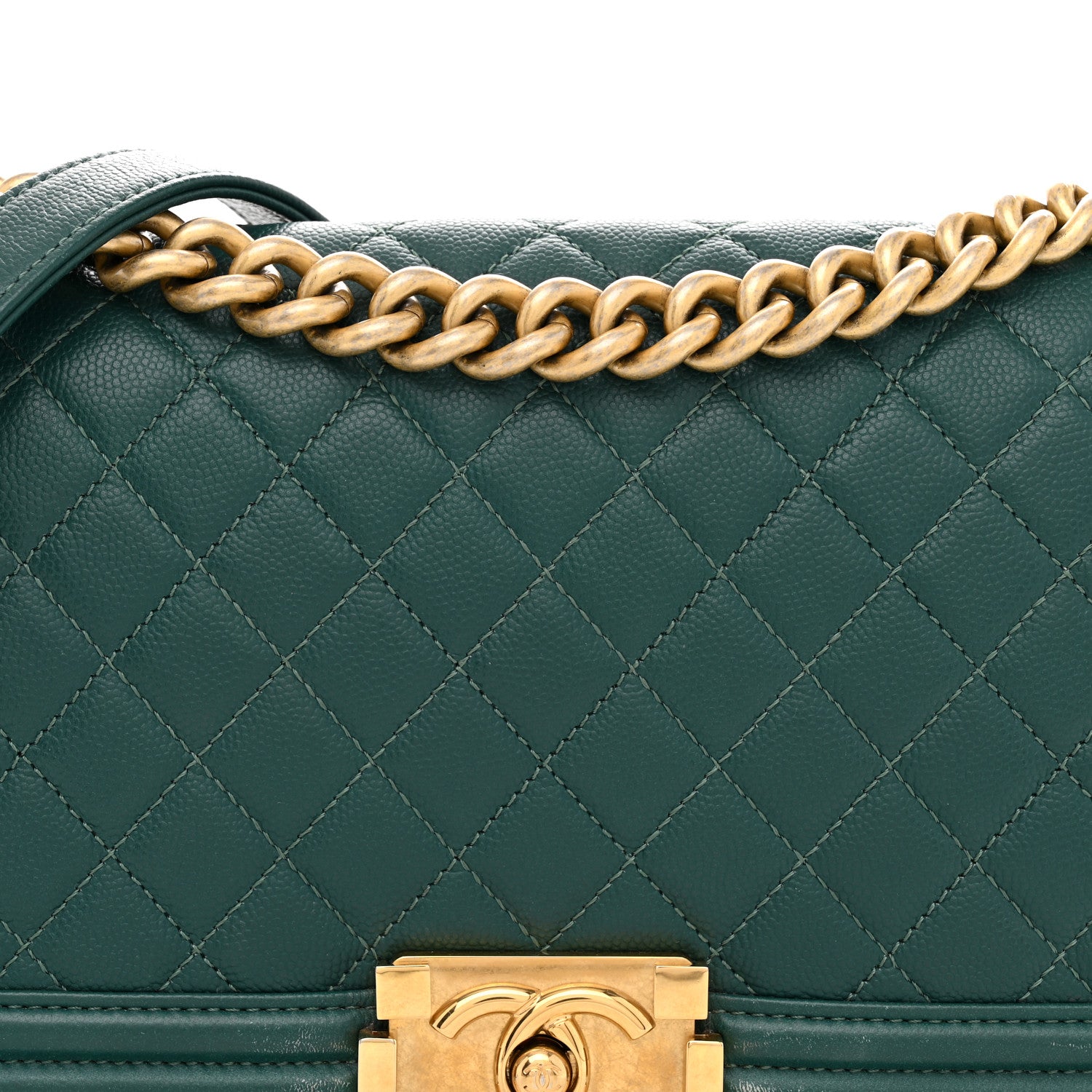 Chanel Caviar Quilted Medium Boy Flap Dark Green 1915357