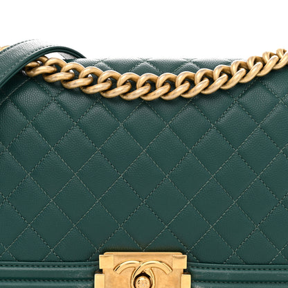 Chanel Caviar Quilted Medium Boy Flap Dark Green 8 of 13