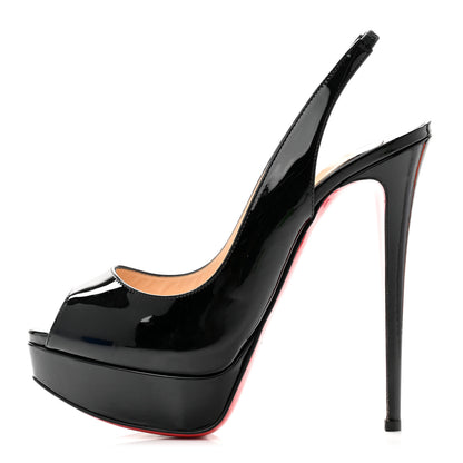 Christian Louboutin Patent Lady Peep Sling 150 Pumps 39 Black 1 of 9