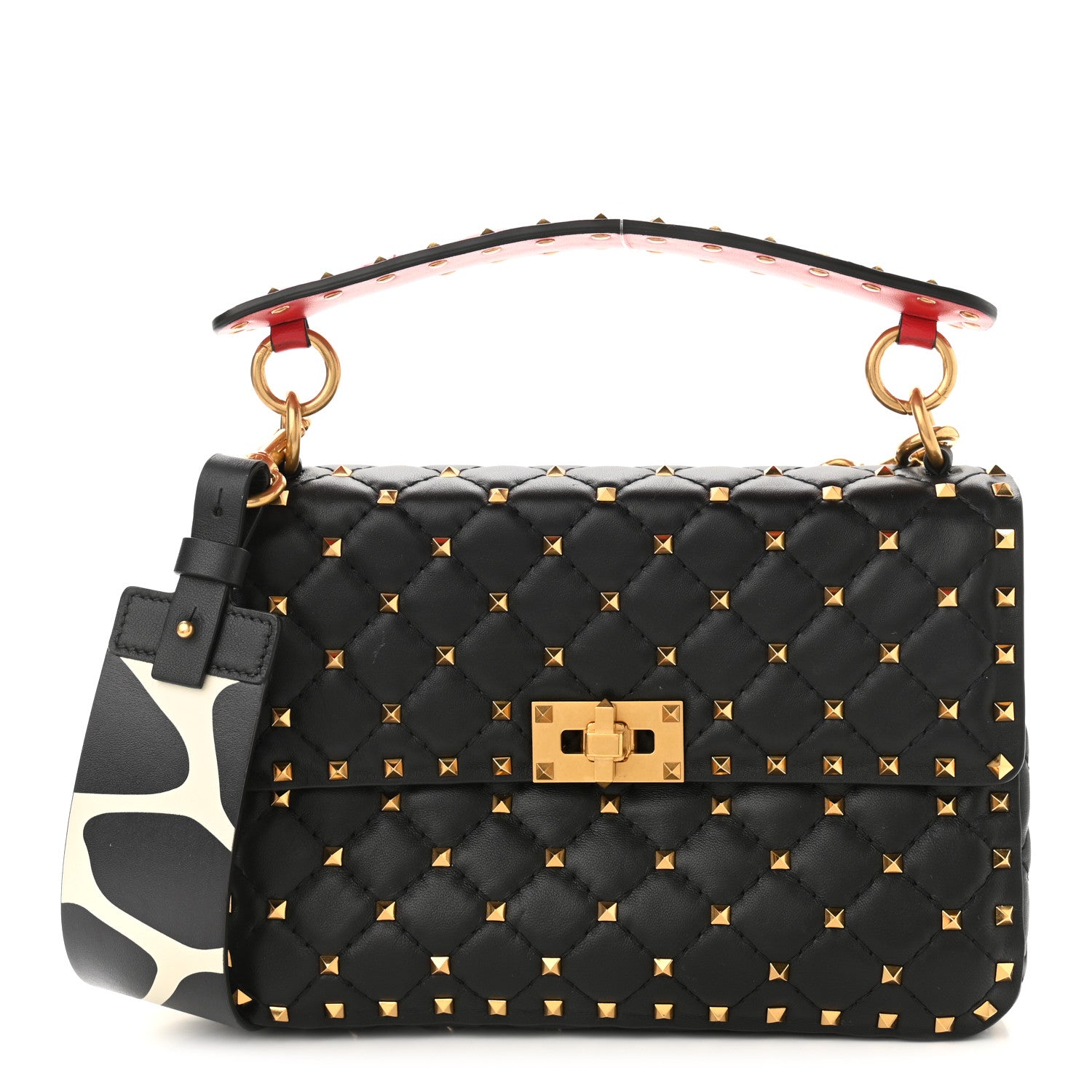 Valentino Garavani Nappa Medium Rockstud Spike Shoulder Bag Black Rouge Pur 1 of 8