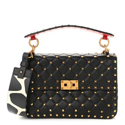Valentino Garavani Nappa Medium Rockstud Spike Shoulder Bag Black Rouge Pur 1 of 8