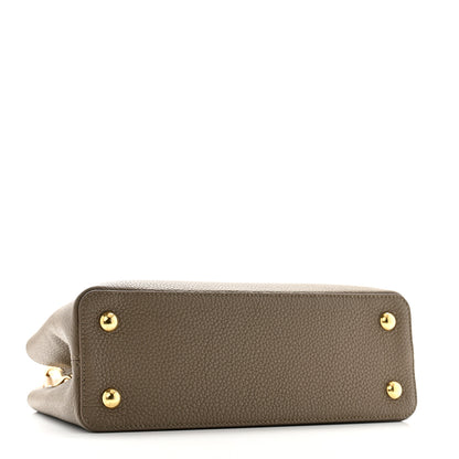 Louis Vuitton Taurillon Capucines MM Smokey Brown Green Creme Pink 4 of 9