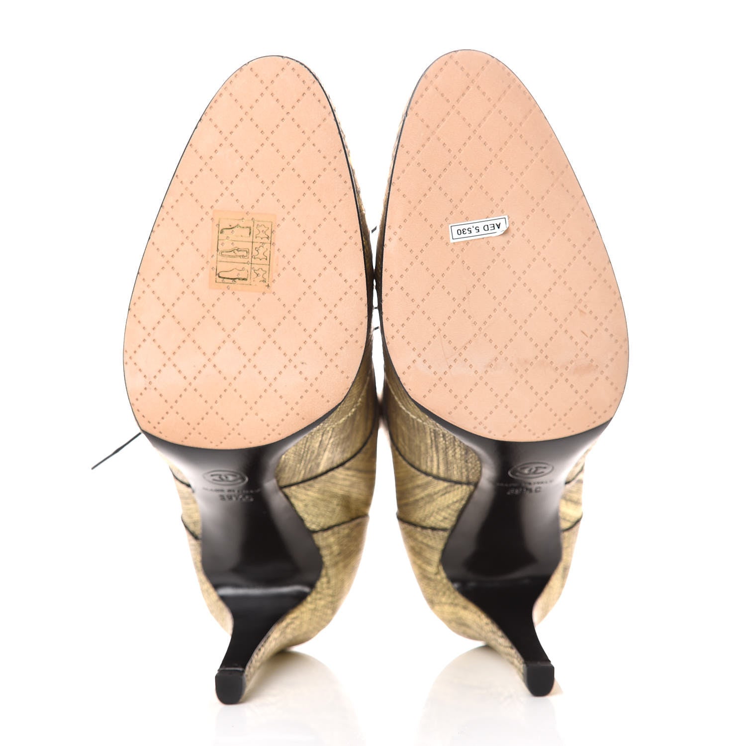 Chanel Lizard Lace Up Ankle Boots 39.5 Gold 5 of 9