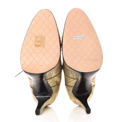 Chanel Lizard Lace Up Ankle Boots 39.5 Gold 5 of 9