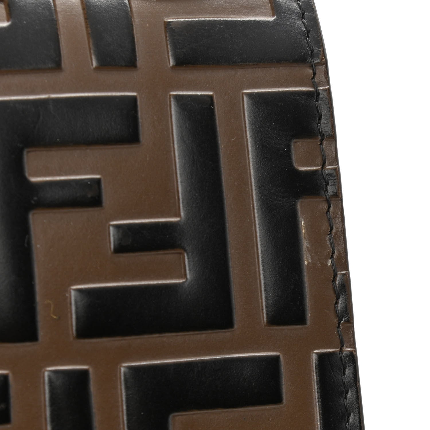 Fendi Vitello Liberty Bi-Color FF 1974 Embossed Small Kan I Shoulder Bag Black Maya 12 of 13