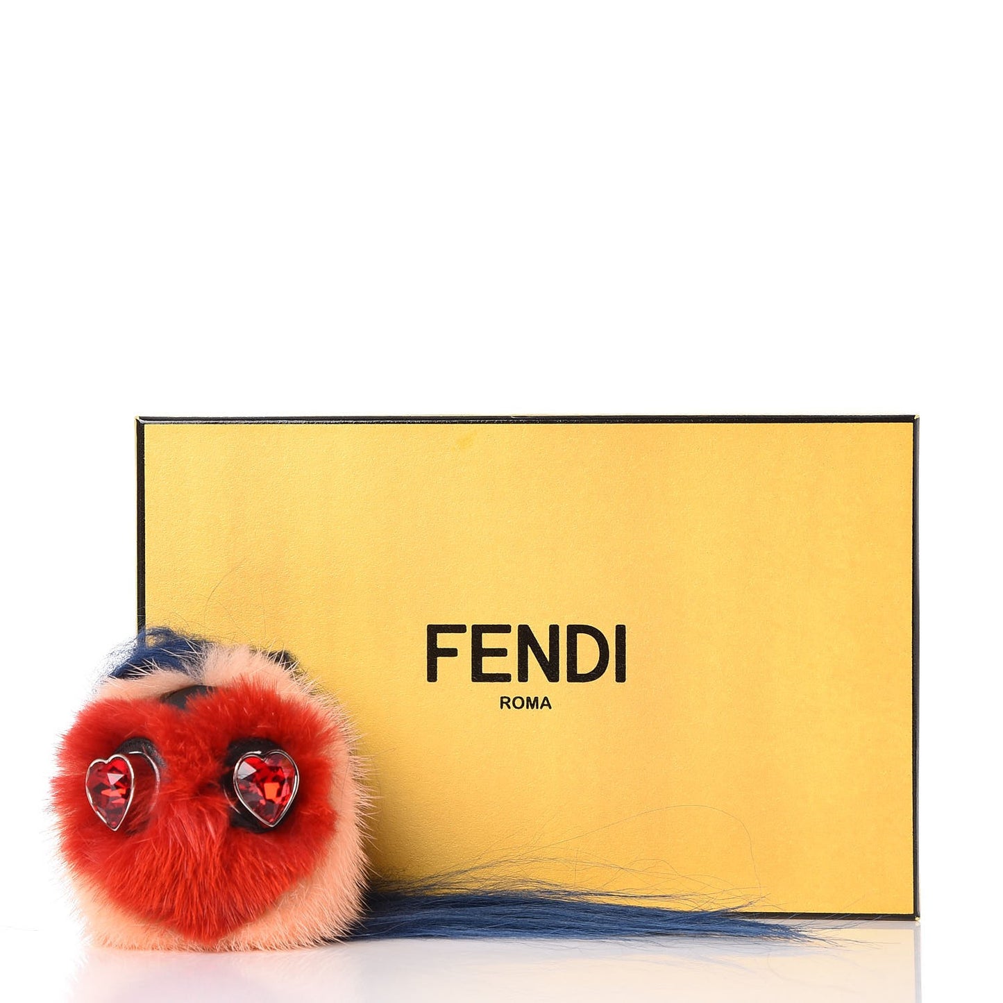 Goat Mink Fur Heart Bag Bug Charm Red Multicolor